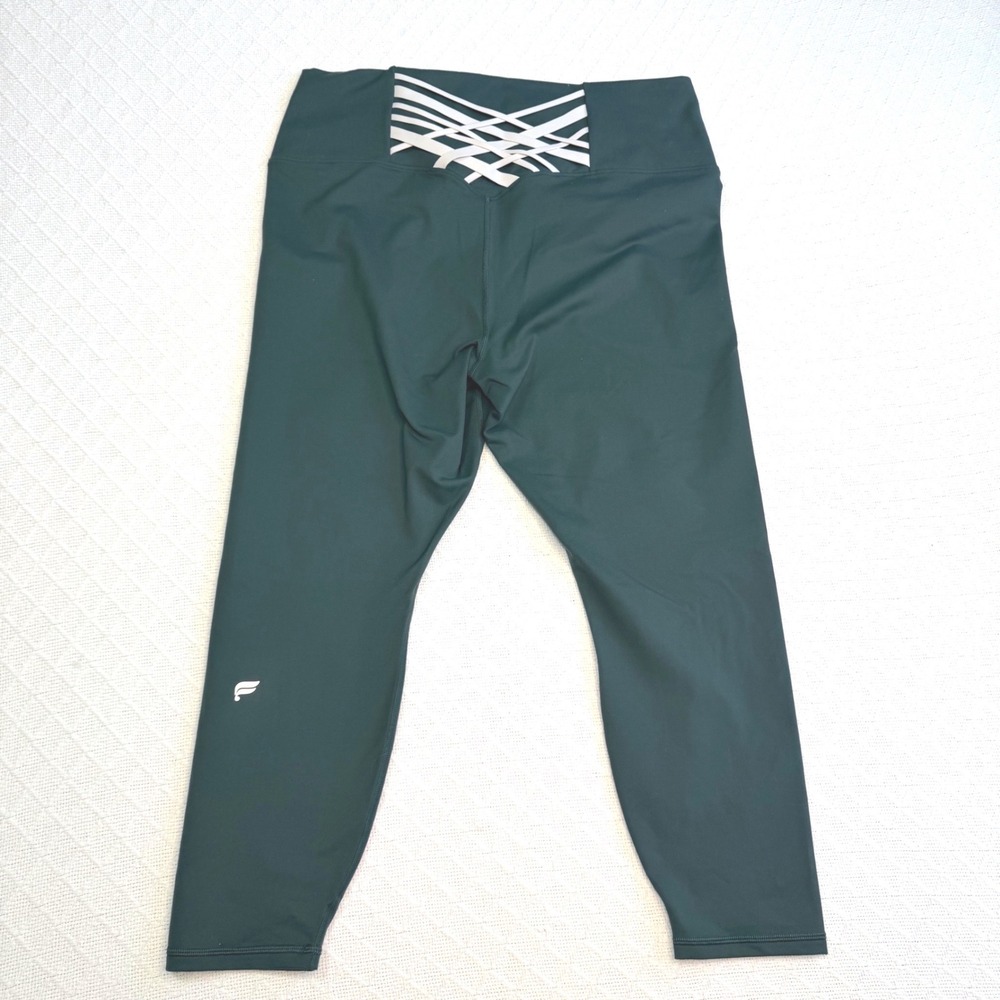 Fabletics PowerHold High Waisted Leggings XXL 1X Green Lattice Back New